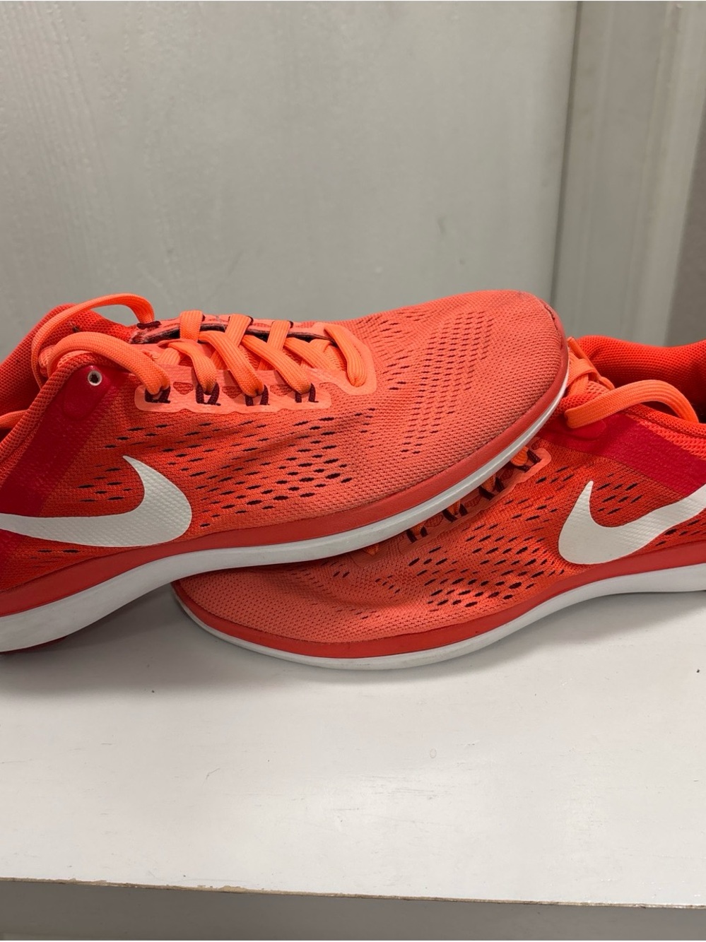 Nike Women's Bright Coral/White Knit Running Sneakers